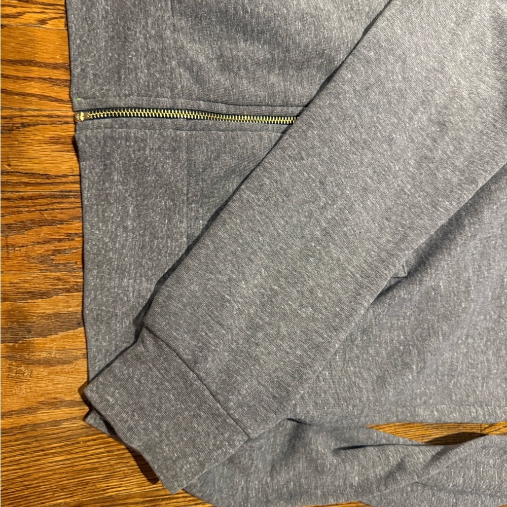 Aviator Nation Gray Zip Hoodie with Retro Yellow Orange red white stripes - Picture 13 of 14